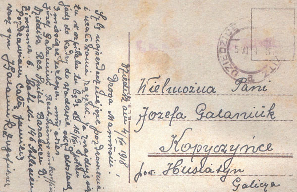 Pozdrowienia ze szpitala wojskowego w Dziedzicach Pozdrowienia ze szpitala wojskowego w Dziedzicach